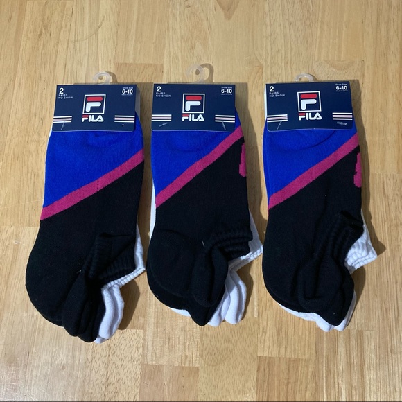 Fila Accessories - 3 x 2 Pair Fila No Show Socks - Size 6-10